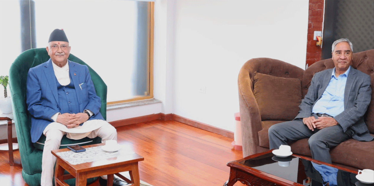 प्रधानमन्त्री ओली र देउवाबीच भेटवार्ता