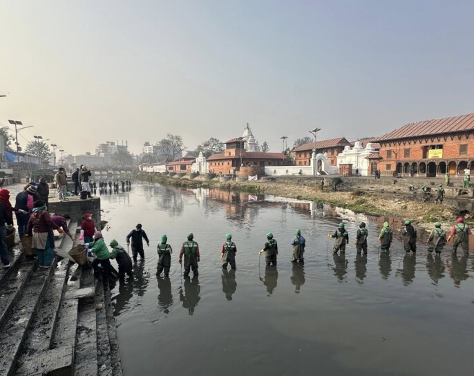 बागमती सरसफाई महाअभियानमा १८ मेट्रिक टन फोहोर संकलन