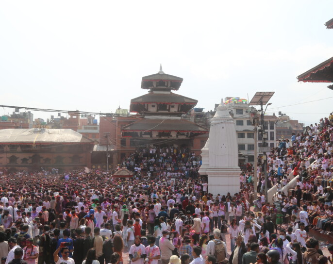 काठमाडौ बसन्तपुरमा होली पर्वको उल्लास