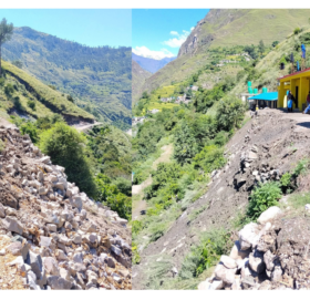 चार दिनको अविरल वर्षाले मुगु सोरुको कालिका माविको पर्खाल भत्कियो