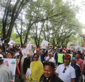 भृकुटीमण्डपमा  कांग्रेसका उम्मेदवार र प्रतिनिधि मत माग्दै